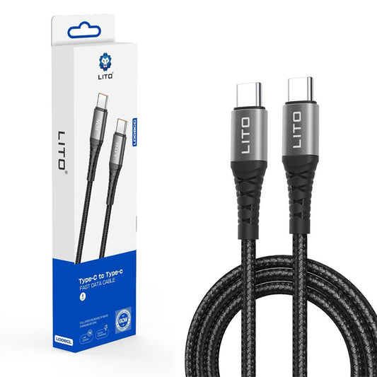 Cavo Dati e Ricarica USB-C - USB-C Lito LD08CC, 60W, 1m, Nero