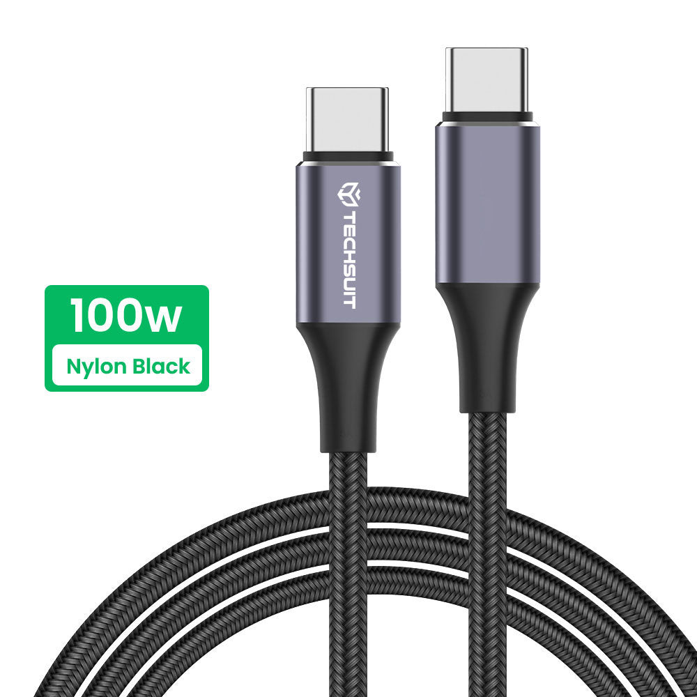 Cavo Dati e Ricarica USB-C - USB-C Techsuit PCB018, 100W, 1m, Nero