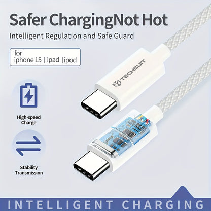 Cavo Dati e Ricarica USB-C - USB-C Techsuit PCB114D, 60W, 1m, Nero