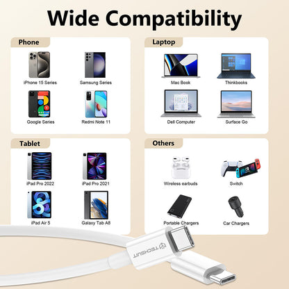 Cavo Dati e Ricarica USB-C - USB-C Techsuit PCB130, 60W, 1m, Bianco