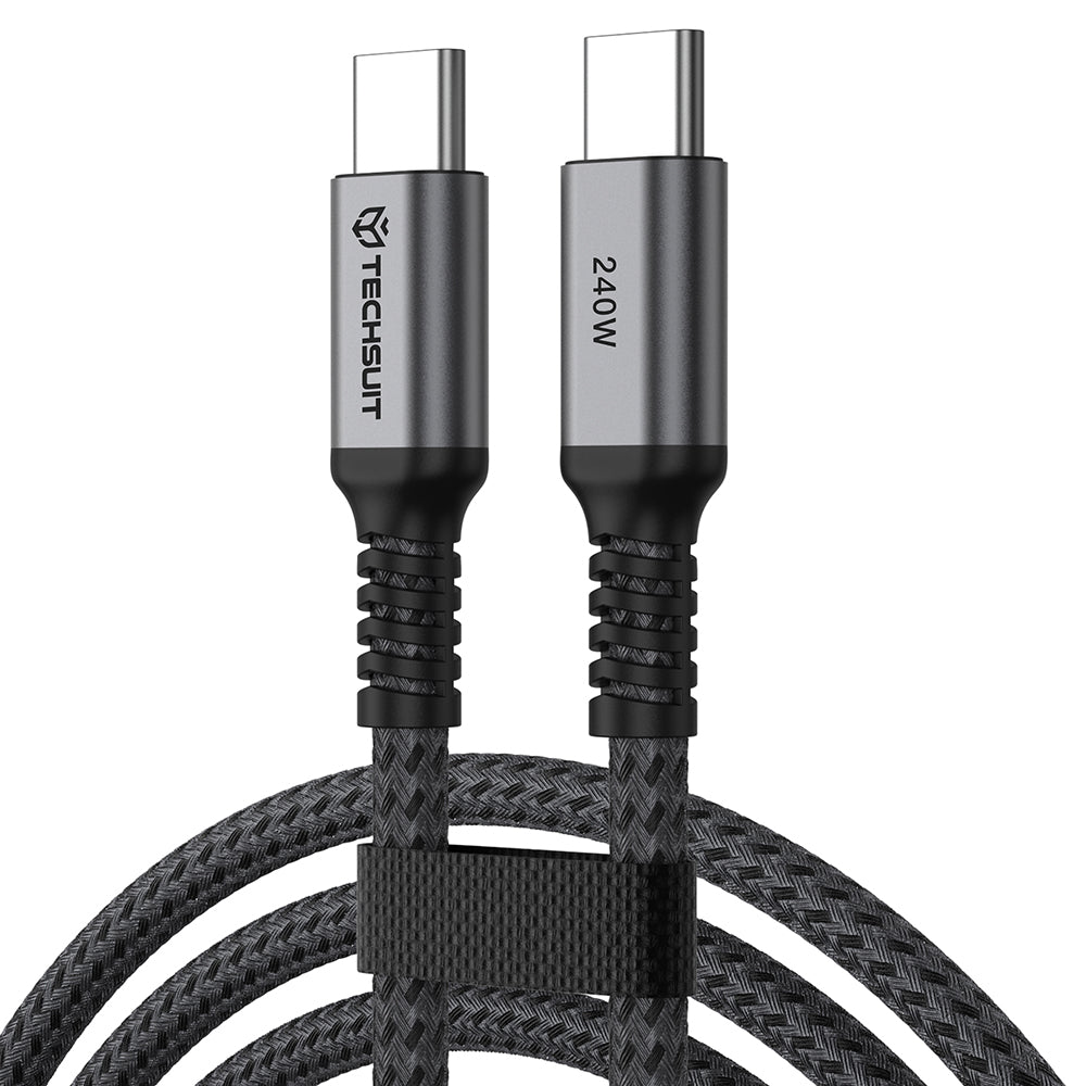 USB-C Data and Charging Cable - USB-C Techsuit TitanSync Pro CX2, 240W, 1m, Gray