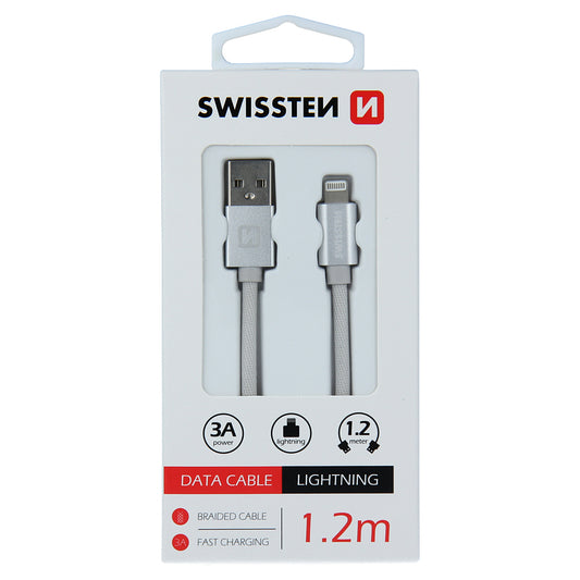 Cavo dati e ricarica USB-A - Lightning Swissten, 18W, 1,2 m, argento 71524203