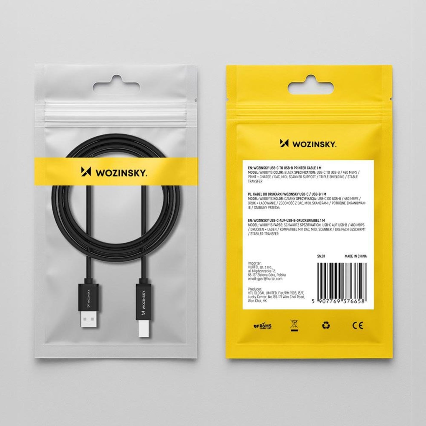 Cavo Stampante WZK WKDDY3S, USB-A - USB-B, 2m, Nero