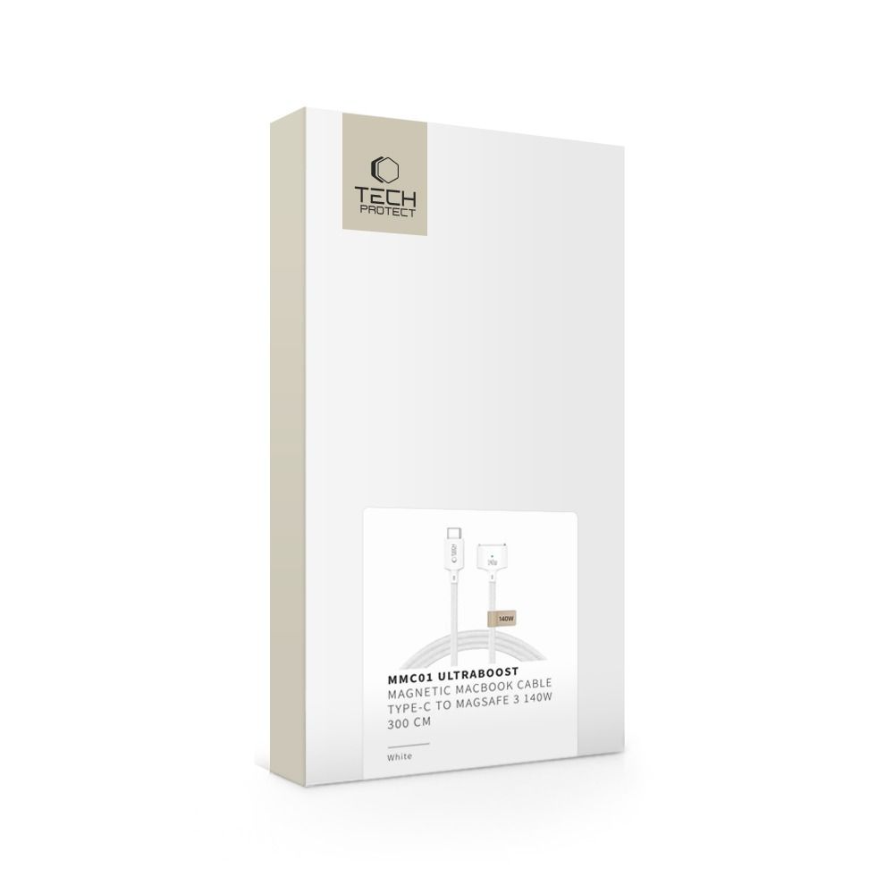 Cavo di Ricarica Tech-Protect MMC01 Ultraboost, USB-C - MagSafe 3, 140W, 3m, Bianco