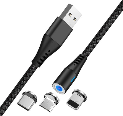 Cavo di Ricarica USB-A - Lightning / microUSB / USB-C MaXlife MXUC-02 Magnetico 3in1, 18W, 1m, Nero