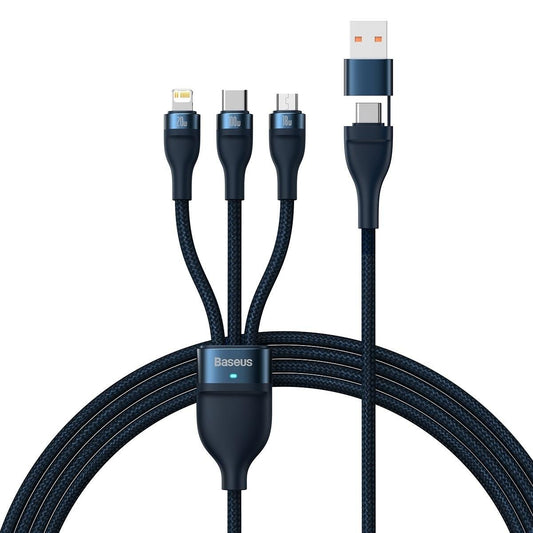 Cavo di ricarica USB-C / USB-A - Lightning / microUSB / USB-C Baseus Flash Series II, 100W, 1,2m, Blu navy CASS030103