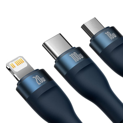 USB-C / USB-A Charging Cable - Lightning / microUSB / USB-C Baseus Flash Series II, 100W, 1.2m, Navy Blue CASS030103