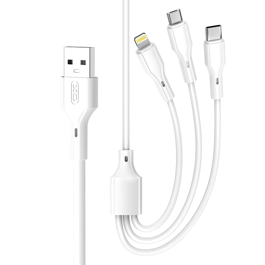 Cavo di ricarica USB-A - Lightning / microUSB / USB-C XO Design NB230 3in1, 20W, 1m, Bianco 