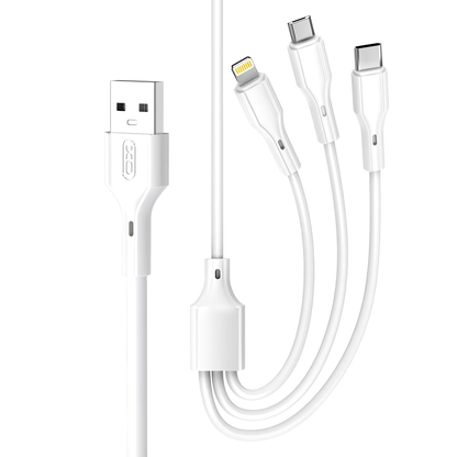 Cavo di Ricarica USB-A - Lightning / microUSB / USB-C XO Design NB230 3in1, 20W, 1m, Bianco