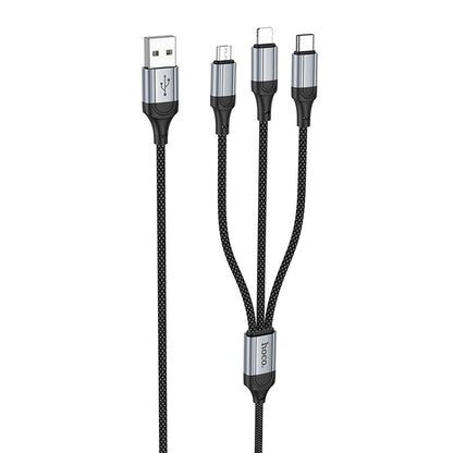 Cavo di ricarica USB-A - Lightning / microUSB / USB-C HOCO X102 3in1, 18W, 1m, nero 