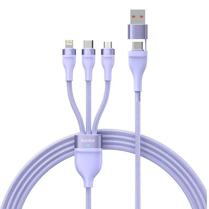 Cavo di Ricarica USB-A / USB-C - Lightning / microUSB / USB-C Baseus Flash Series II 3in1, 100W, 1.2m, Viola CASS030105