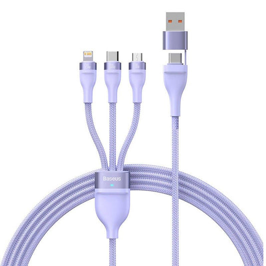 Cavo di Ricarica USB-A / USB-C - Lightning / microUSB / USB-C Baseus Flash Series II 3in1, 100W, 1.2m, Viola CASS030105
