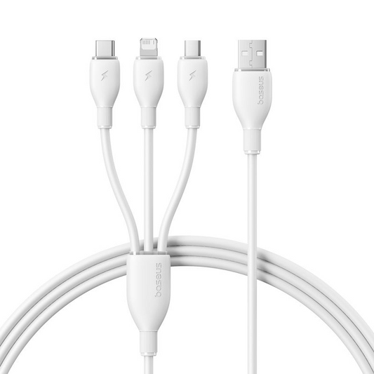 Cavo di ricarica USB-A - Lightning / microUSB / USB-C Baseus Ultra Fast 3in1, 18W, 1,3m, Bianco P10376303211-00