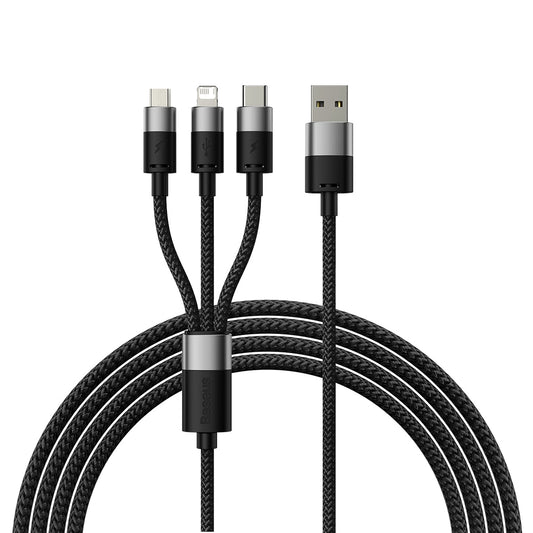 Cavo di ricarica USB-A - Lightning / microUSB / USB-C Baseus StarSpeed 3in1, 18W, 1,2 m, nero CAXS000001 CAXS000001