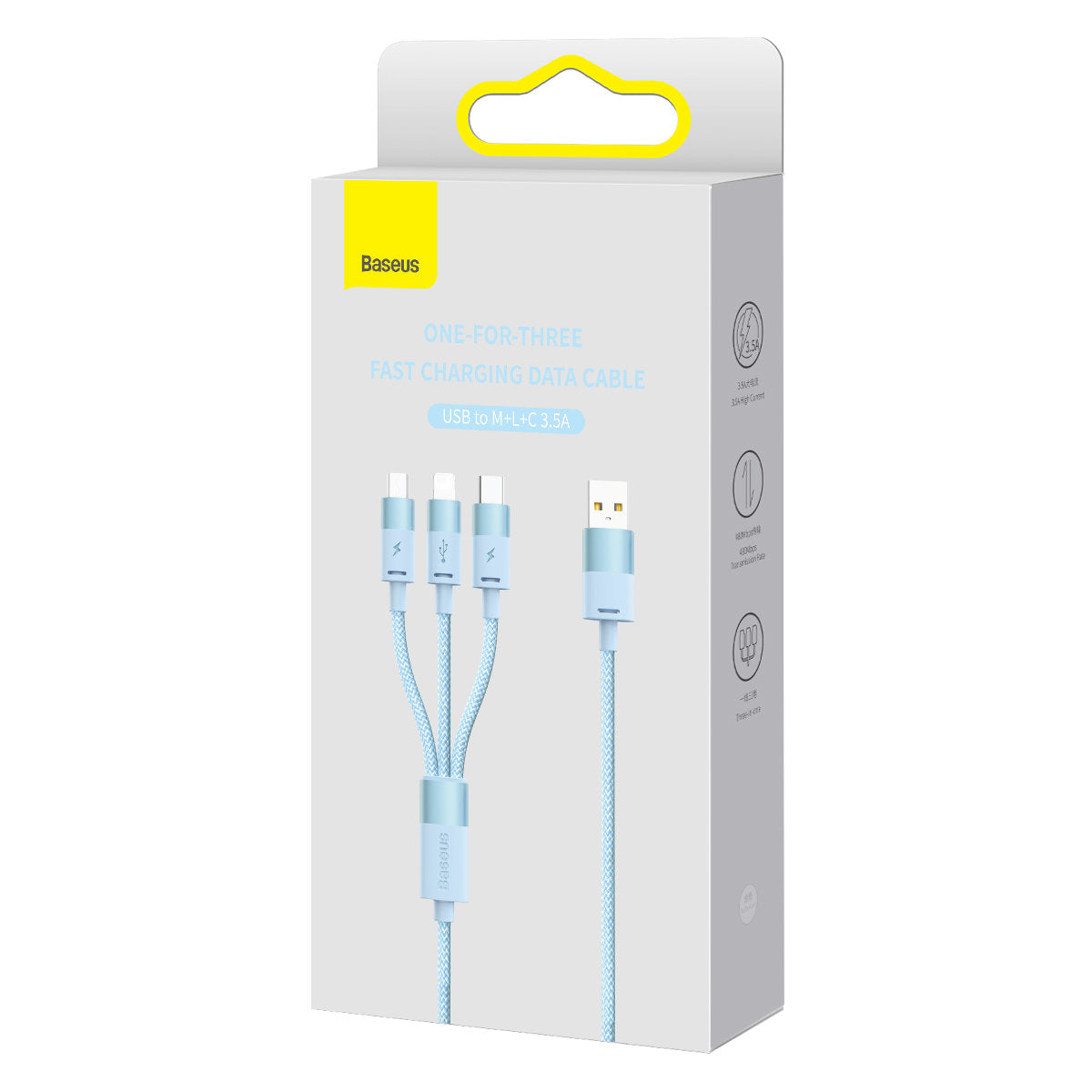 Cavo di Ricarica USB-A - Lightning / microUSB / USB-C Baseus StarSpeed 3in1, 20W, 1.2m, Blu CAXS000017