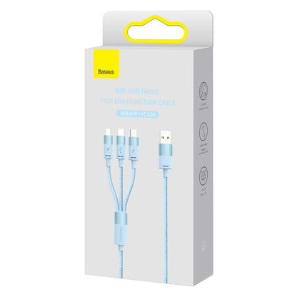 Cavo di Ricarica USB-A - Lightning / microUSB / USB-C Baseus StarSpeed 3in1, 20W, 1.2m, Blu CAXS000017