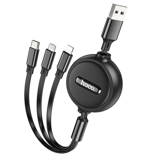 Cavo di Ricarica USB-A - Lightning / microUSB / USB-C HOCO X75 3in1, 18W, 1m, Nero