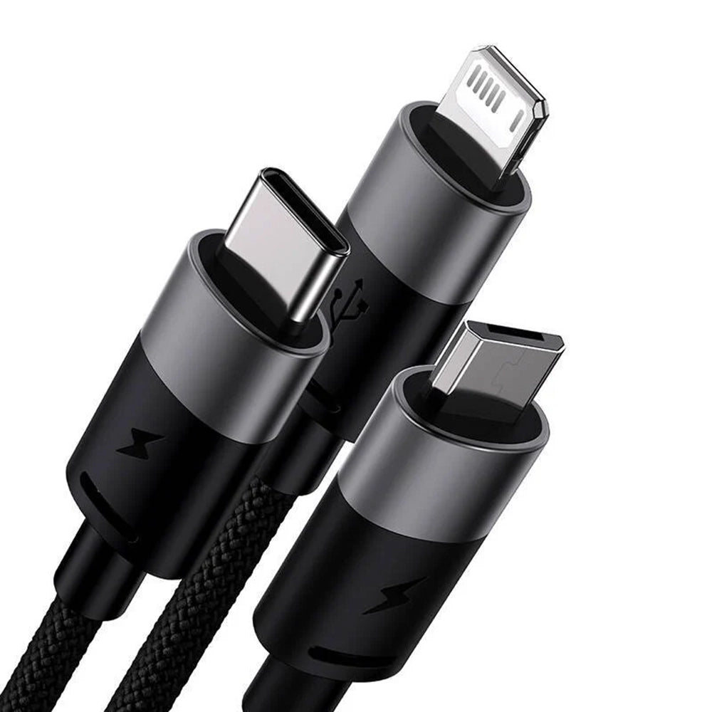Cavo di Ricarica USB-A - Lightning / microUSB / USB-C Baseus StarSpeed 3in1, 20W, 0.6m, Nero P10319900111-00