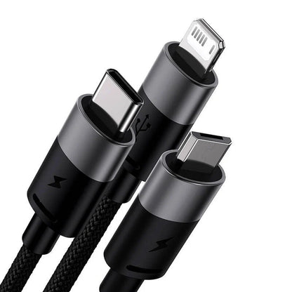 Cavo di Ricarica USB-A - Lightning / microUSB / USB-C Baseus StarSpeed 3in1, 20W, 0.6m, Nero P10319900111-00