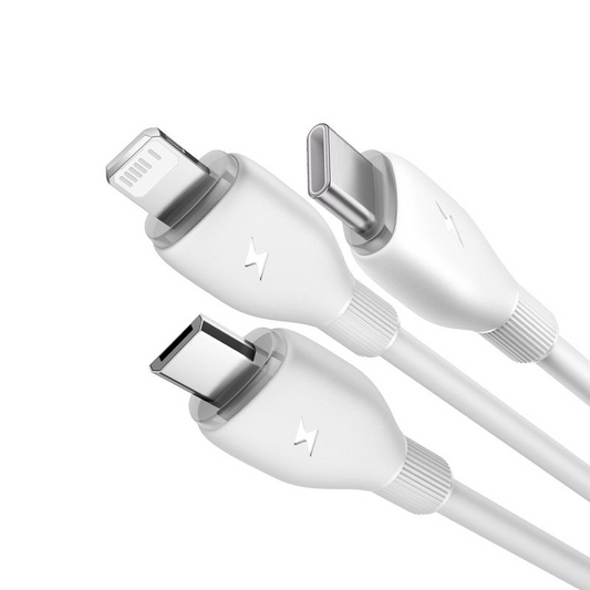 Cavo di ricarica USB-A - Lightning / microUSB / USB-C Baseus Ultra Fast 3in1, 18W, 1,3m, Bianco P10376303211-00