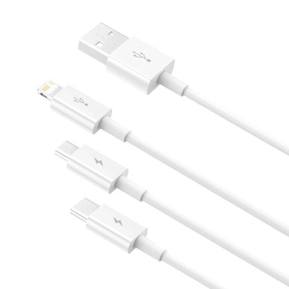 Cavo di ricarica USB-A - Lightning / microUSB / USB-C Serie Baseus Superior 3in1, 20W, 0,5 m, bianco 