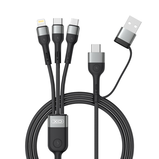 Cavo di ricarica USB-A / USB-C - Lightning / microUSB / USB-C XO Design NB254 3in1, 60W, 1,2m, Nero 