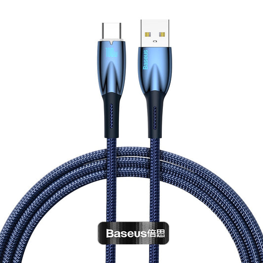 Cavo dati e ricarica da USB-A a USB-C Baseus serie Glimmer, 100W, 1m, blu