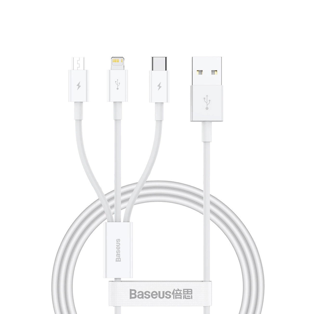 Cavo di ricarica USB-A - Lightning / microUSB / USB-C Serie Baseus Superior 3in1, 20W, 0,5 m, bianco 