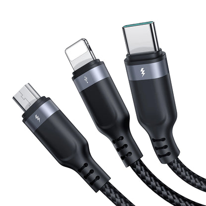 Cavo di ricarica USB-A - Lightning / microUSB / USB-C Joyroom S-A18 3in1, 18W, 0,3 m, nero 