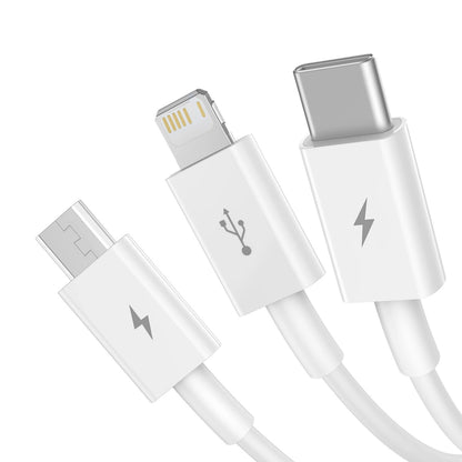 Cavo di ricarica USB-A - Lightning / microUSB / USB-C Serie Baseus Superior 3in1, 20W, 0,5 m, bianco 