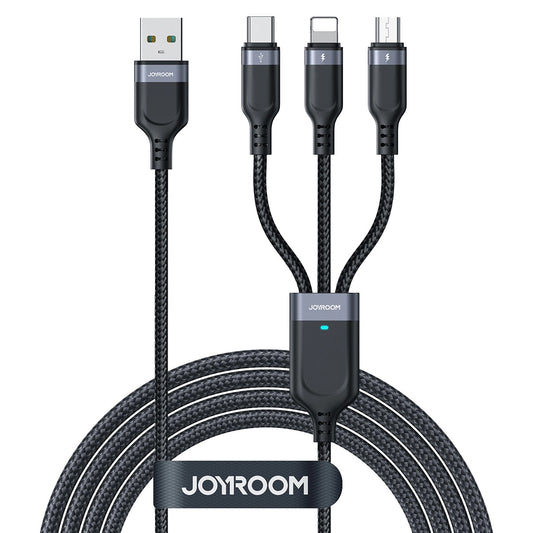 Cavo di Ricarica USB-A - Lightning / microUSB / USB-C Joyroom S-A18 3in1, 20W, 0.3m, Nero