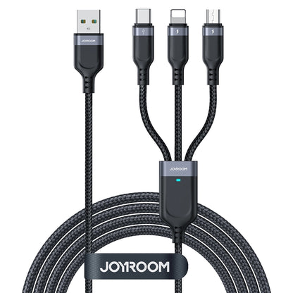 Cavo di ricarica USB-A - Lightning / microUSB / USB-C Joyroom S-A18 3in1, 18W, 1,2 m, nero 