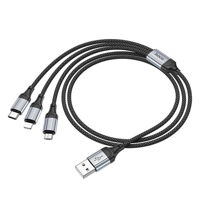 Cavo di ricarica USB-A - Lightning / microUSB / USB-C HOCO X102 3in1, 18W, 1m, nero 