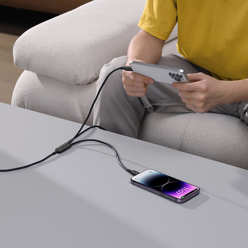 Cavo di Ricarica USB-A - Lightning / microUSB / USB-C Baseus Silky 3in1, 100W, 1.5m, Nero P10377705123-00