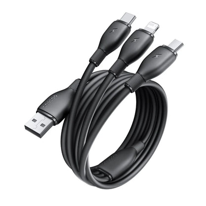 Cavo di Ricarica USB-A - Lightning / microUSB / USB-C Baseus Ultra Fast 3in1, 18W, 1.3m, Nero P10376303121-00