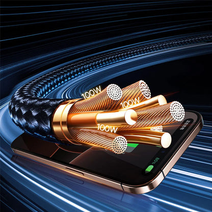 Cavo di Ricarica USB-A / USB-C - Lightning / 2 x USB-C Baseus Flash Series III 3in1, 100W, 1.5m, Nero P10377800U01-00