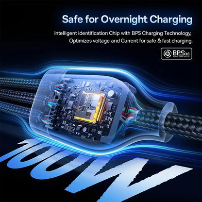 Cavo di Ricarica USB-A / USB-C - Lightning / 2 x USB-C Baseus Flash Series III 3in1, 100W, 1.5m, Nero P10377800U01-00