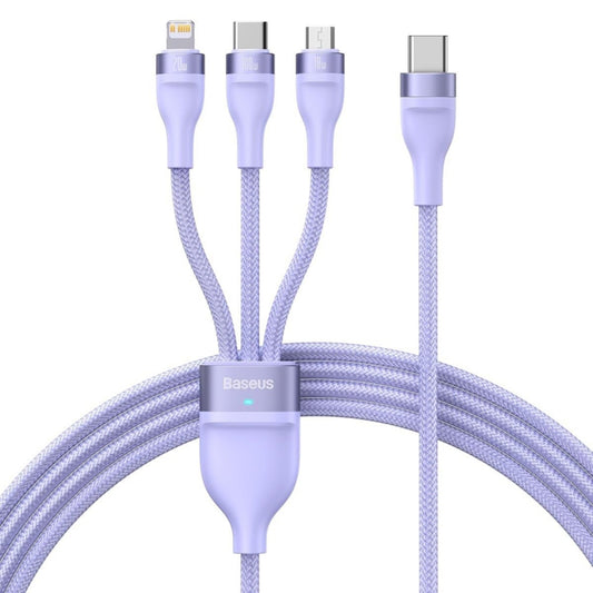 Cavo di Ricarica USB-C - Lightning / microUSB / USB-C Baseus Flash Series II 3in1, 100W, 1.5m, Viola CASS030205