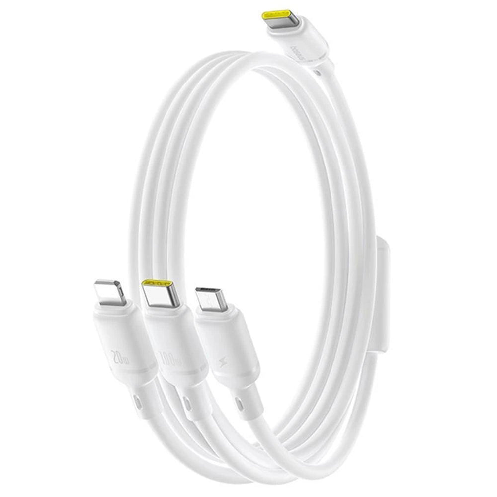 Cavo di Ricarica USB-C - Lightning / microUSB / USB-C Baseus Silky 3in1, 100W, 1.5m, Bianco P10377706213-00