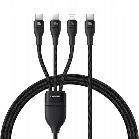 Cavo di ricarica USB-C - Lightning / 2 x USB-C Baseus Flash Series III 3in1, 100W, 1,5m, Nero, Ricondizionato P10377502111-00