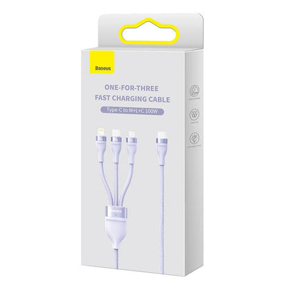 Cavo di Ricarica USB-C - Lightning / microUSB / USB-C Baseus Flash Series II 3in1, 100W, 1.5m, Viola CASS030205