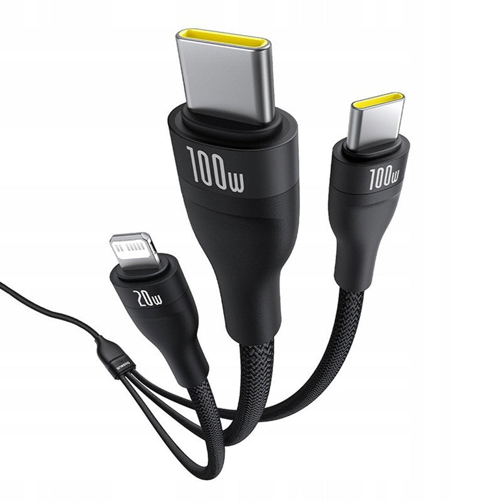 Cavo di Ricarica USB-C - Lightning / 2 x USB-C Baseus Flash Series III 3in1, 100W, 1.5m, Nero P10377502111-00