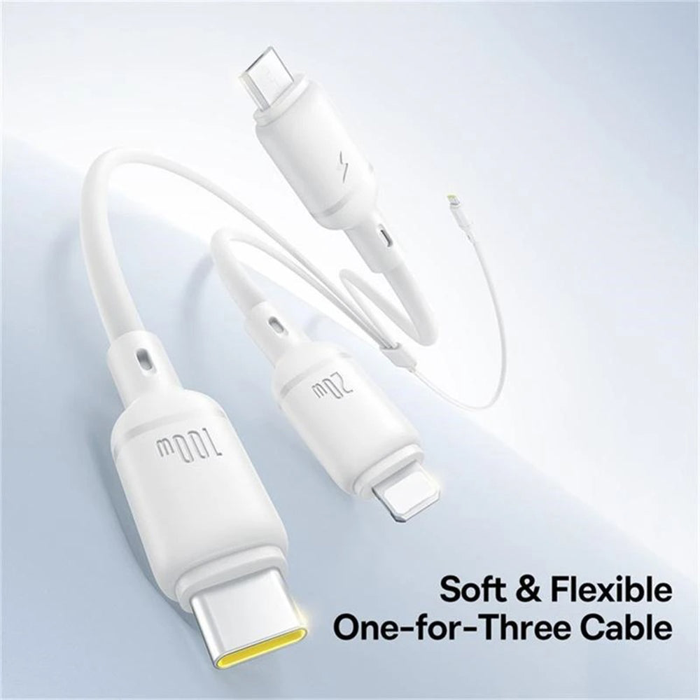 Cavo di Ricarica USB-C - Lightning / microUSB / USB-C Baseus Silky 3in1, 100W, 1.5m, Bianco P10377706213-00