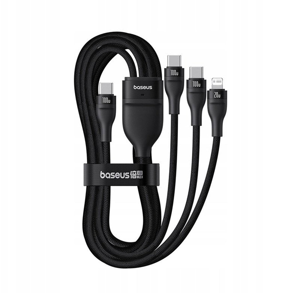 Cavo di Ricarica USB-C - Lightning / 2 x USB-C Baseus Flash Series III 3in1, 100W, 1.5m, Nero P10377502111-00