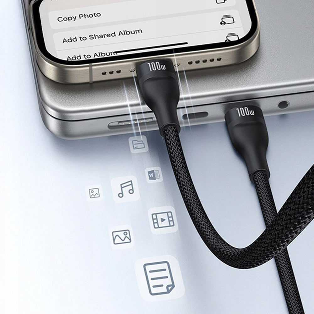 Cavo di Ricarica USB-C - Lightning / 2 x USB-C Baseus Flash Series III 3in1, 100W, 1.5m, Nero P10377502111-00