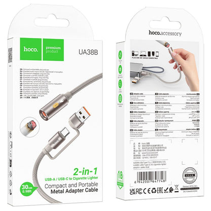 Accendino Elettrico HOCO UA38B, USB-C / USB-A, 0.3m, Oro