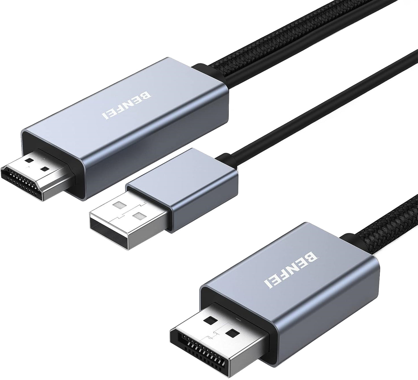 Cavo Video Benfei, HDMI / USB-A - DisplayPort, 4K, 1,8m, Grigio