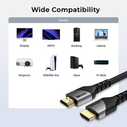 Techsuit NexusVision Pro CX3 Video Cable, HDMI - HDMI, 8K, 2m, Gray