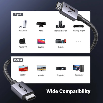 Cavo Video UGREEN HD171, HDMI - HDMI, 8K, 3m, Nero