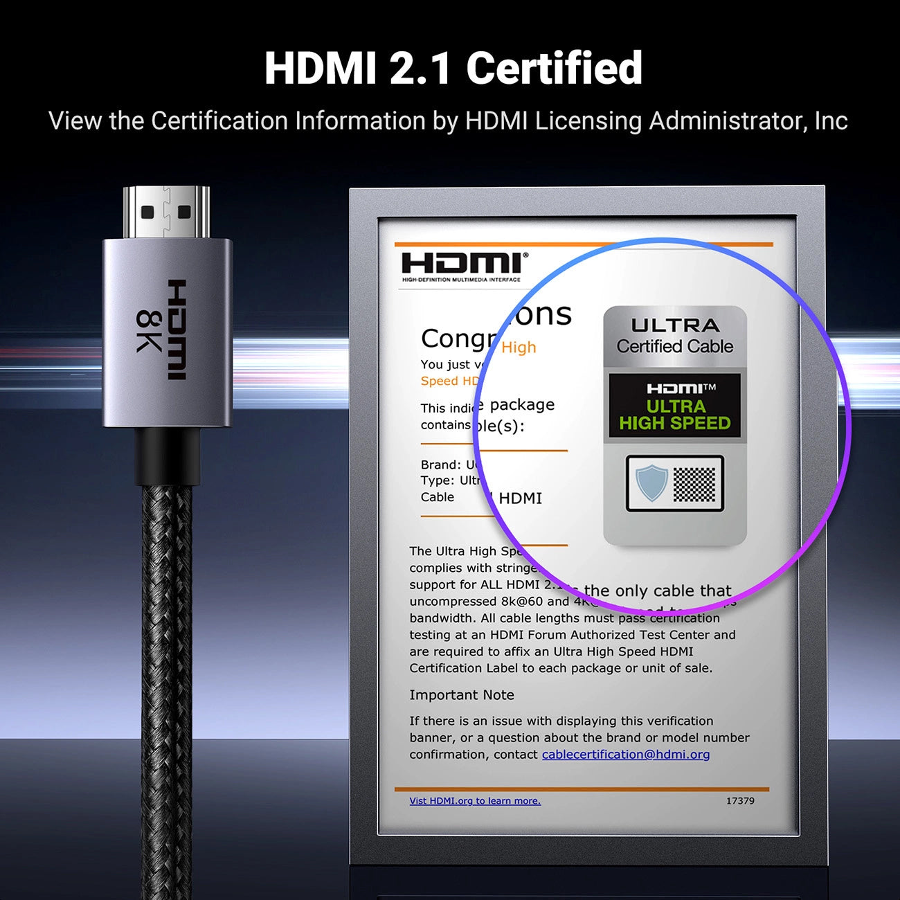 Cavo Video UGREEN HD171, HDMI - HDMI, 8K, 3m, Nero